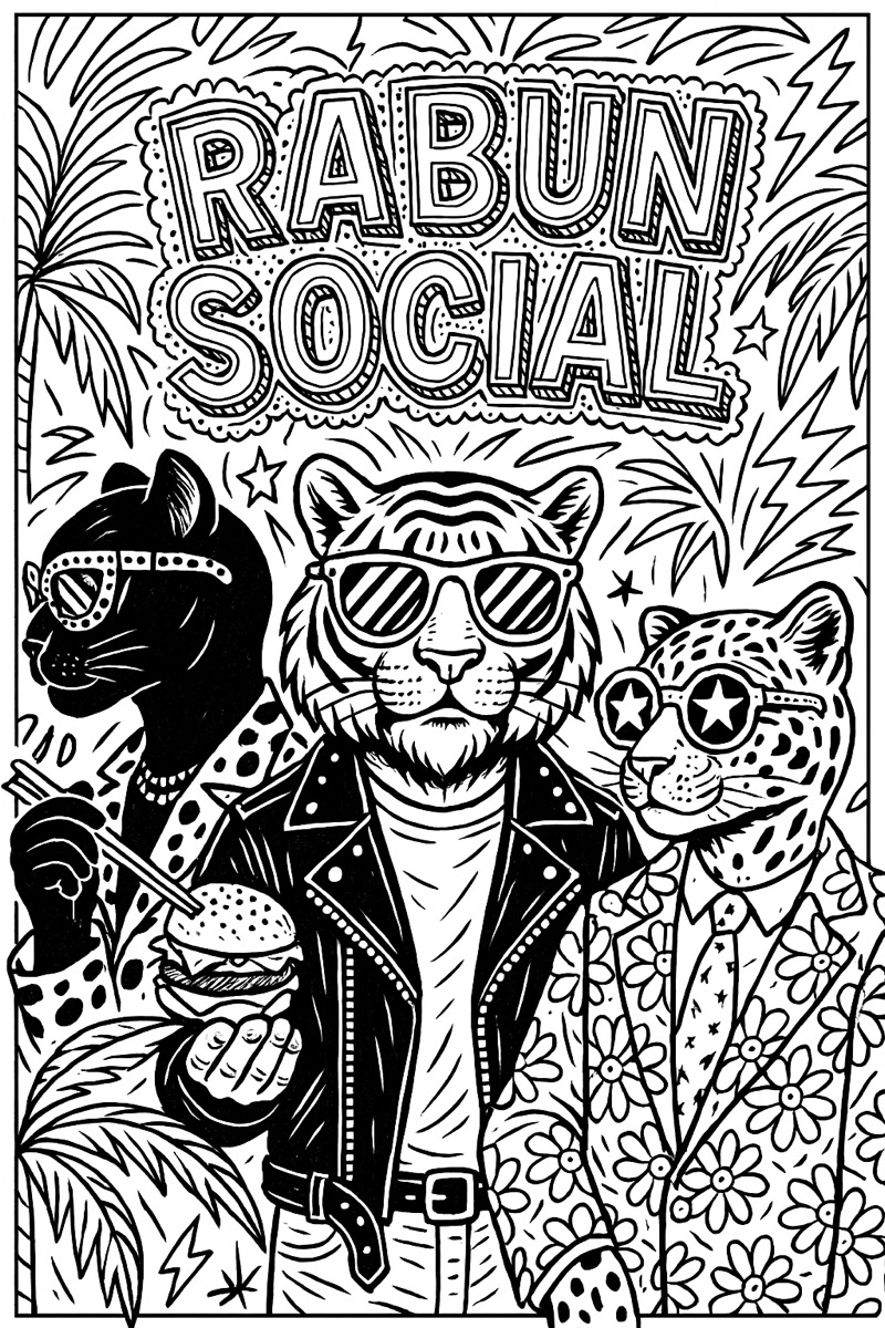 Rabun Social conceptual brand-and-menu illustration