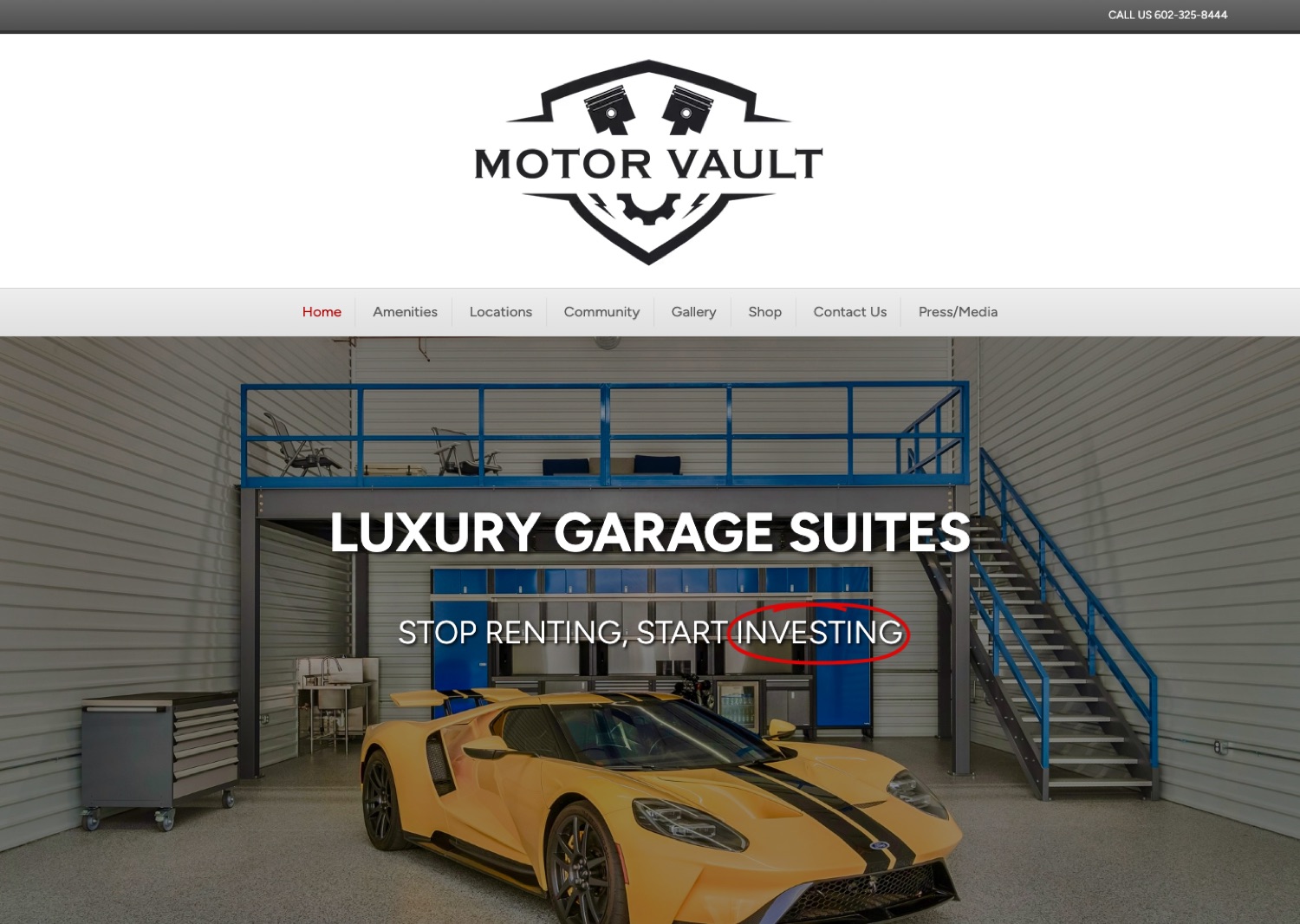 Motor Vault website before